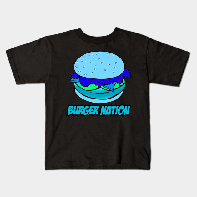 Burger Nation Tee - Blue/Green Kids T-Shirt by Jbug08x